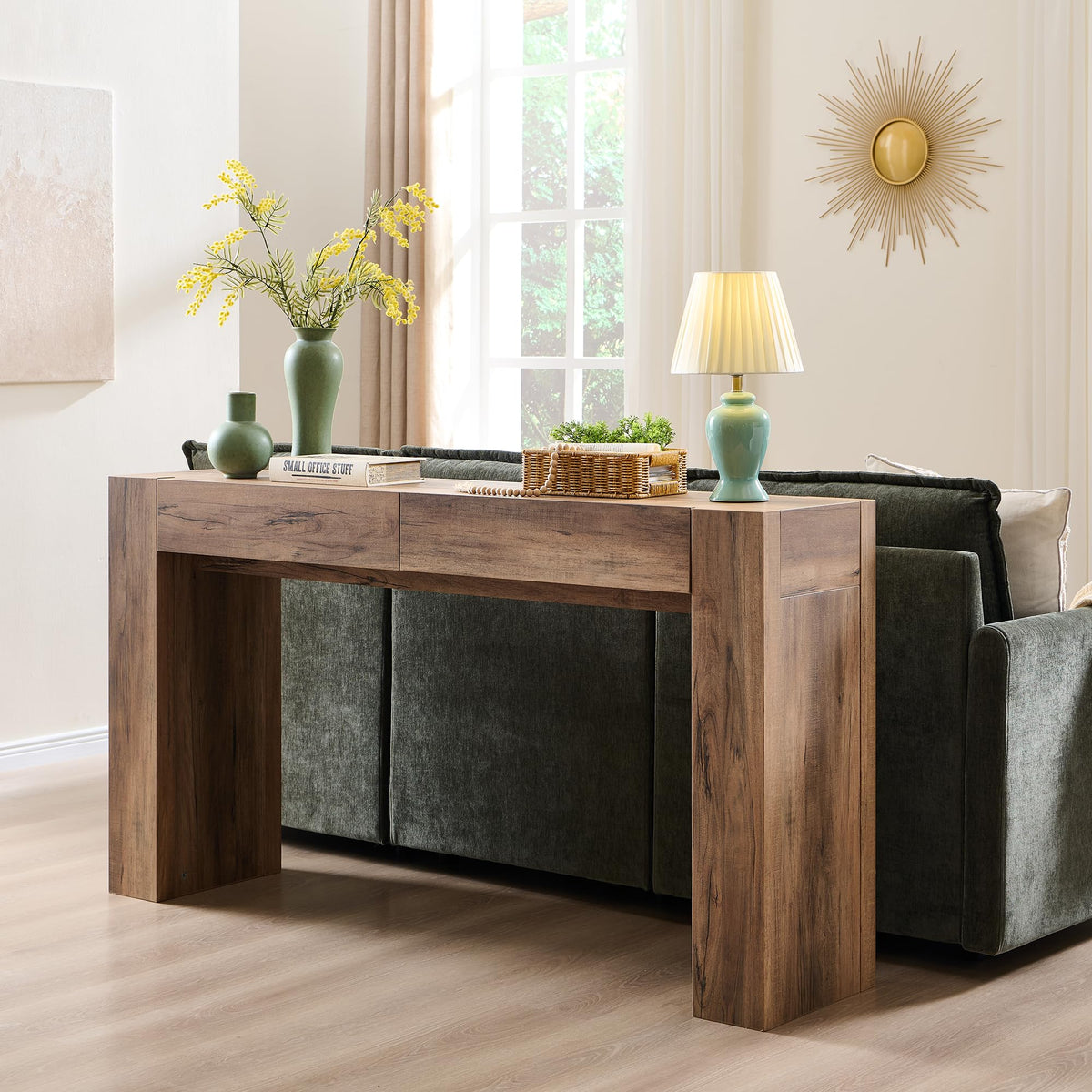 Rustic Oak Console Table with Drawers B6864