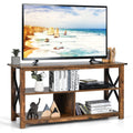 Brown 3 Tier Wood TV Stand with Open Shelves A707980