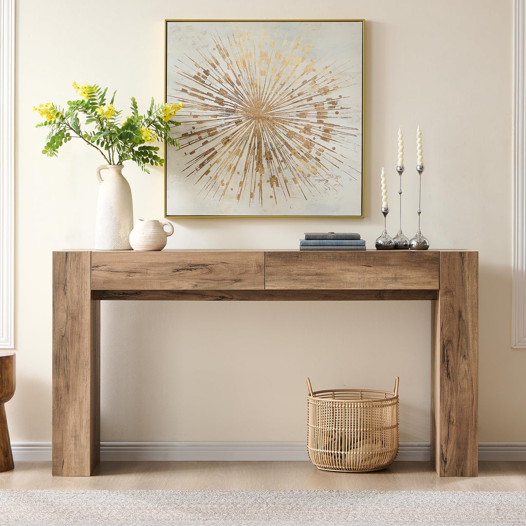 Rustic Oak Console Table with Drawers B6864
