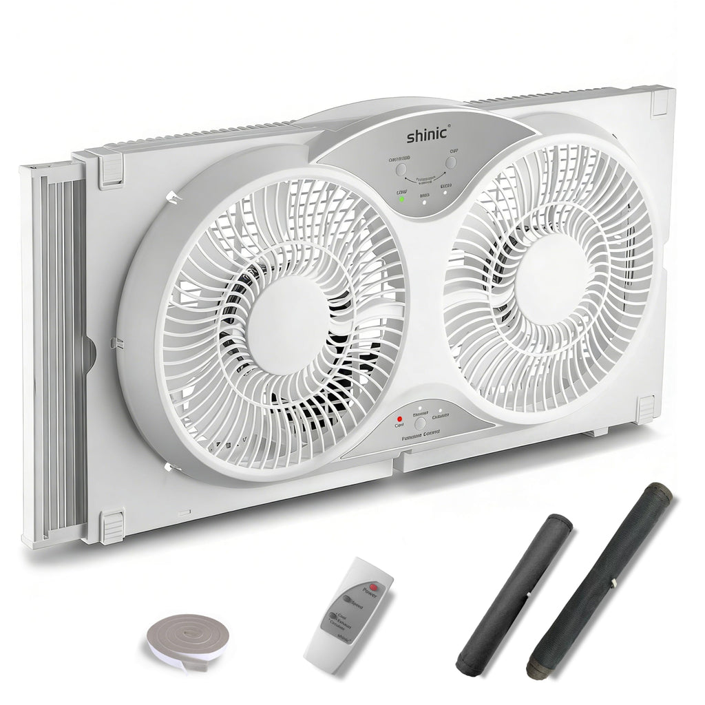9" Twin Window Fan with Remote C1655
