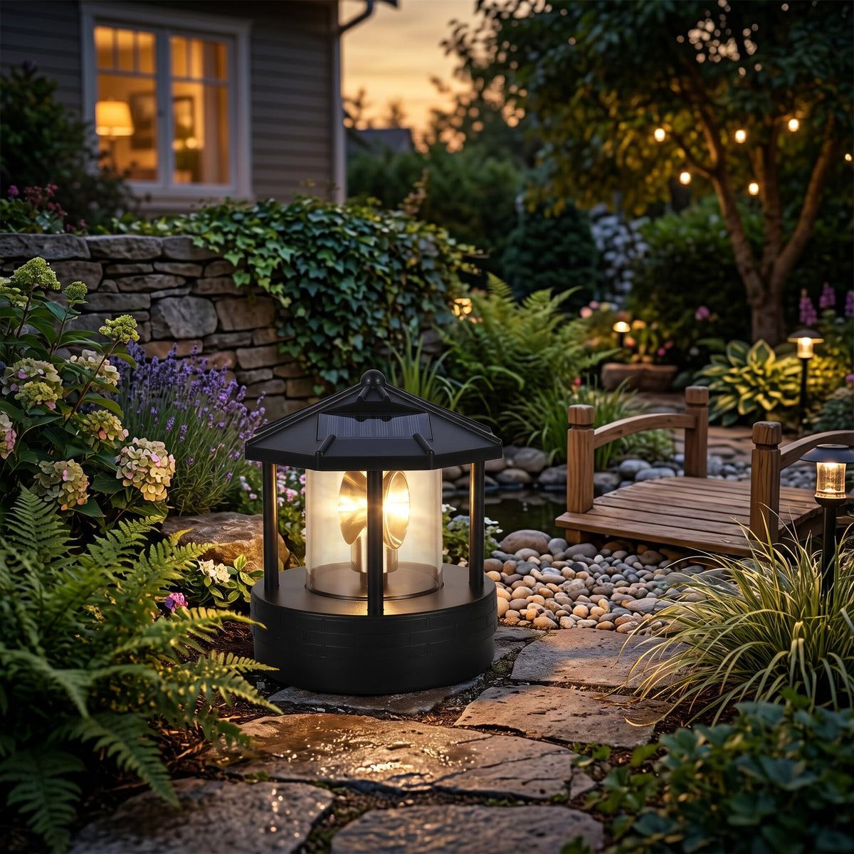 Solar Powered Rotating Lighthouse E379448