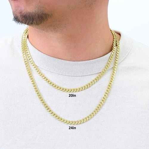 10k Yellow Gold Cuban Link Chain Necklace E417