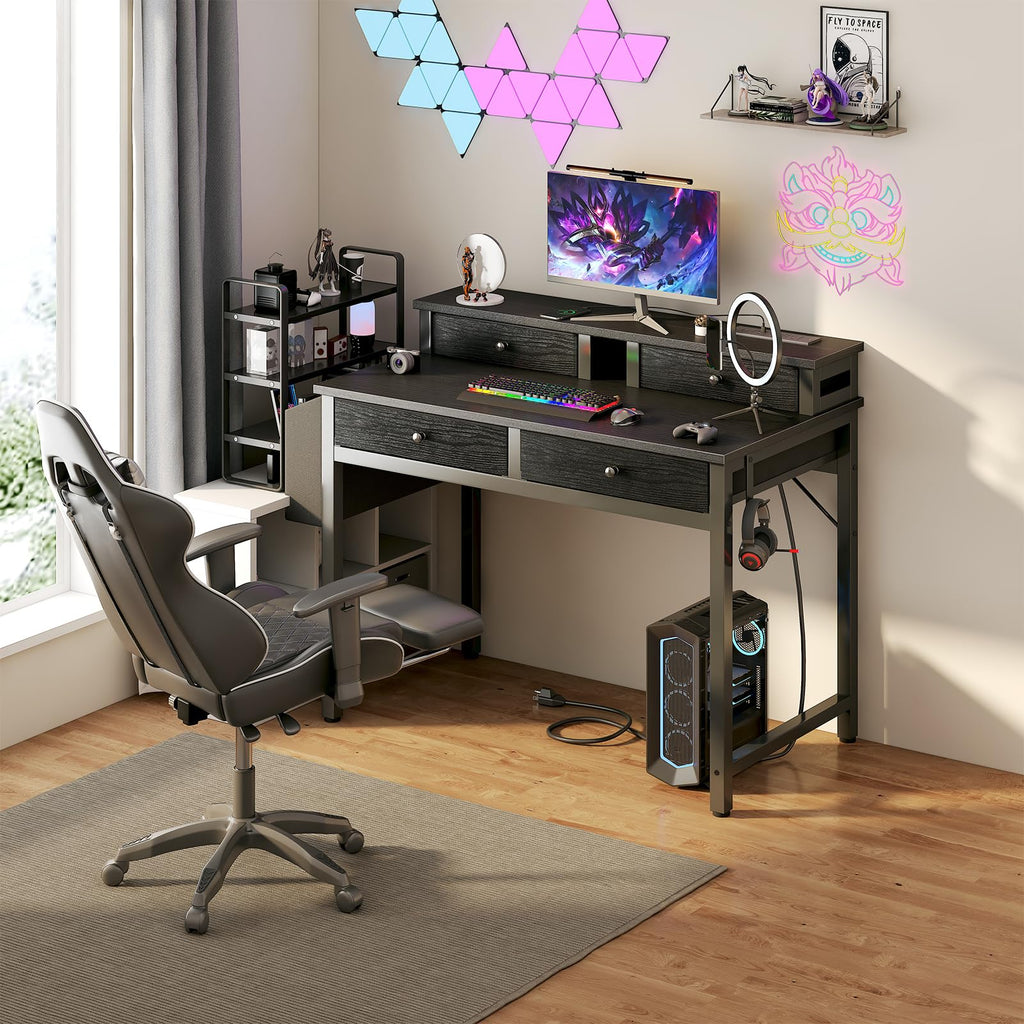 Black 31 inch Small Desk with Drawers C5081