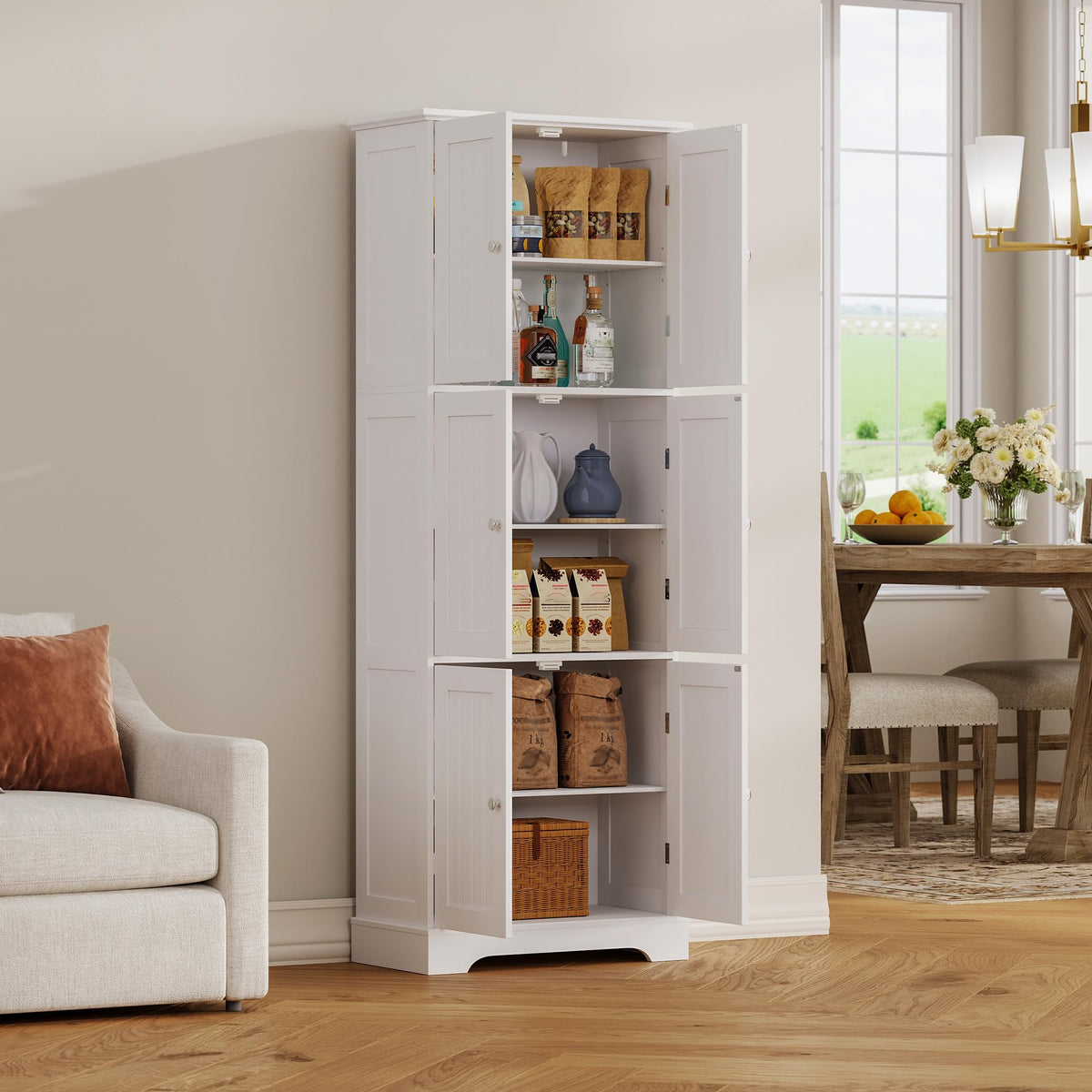 63.2" Tall Bathroom Storage Cabinet with 6 Doors F81378