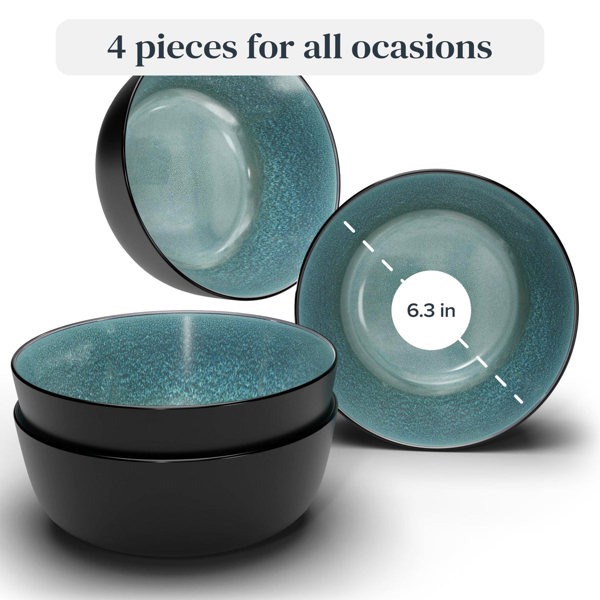 Stoneware Cereal Bowls Set of 4, 27 oz Ceramic Soup Bowl Y304