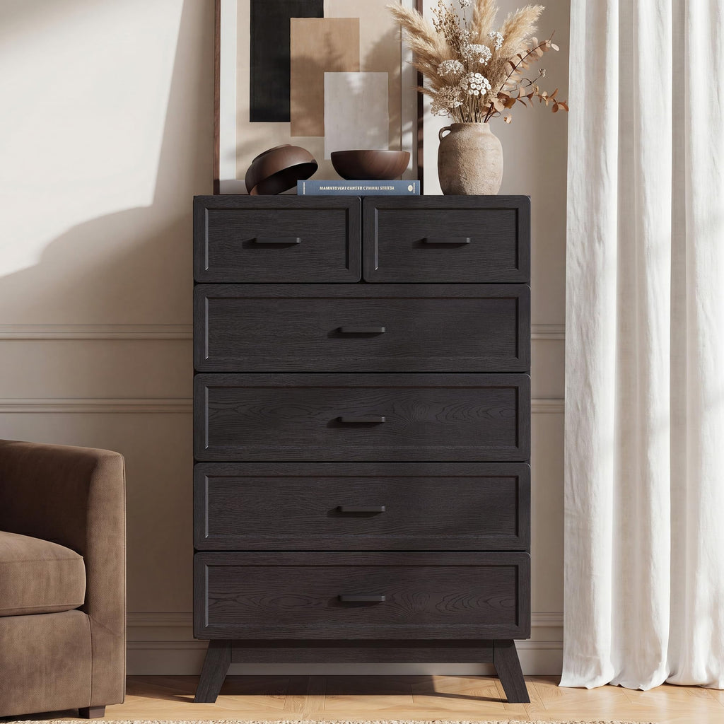 Black 6 Drawer Dresser A931