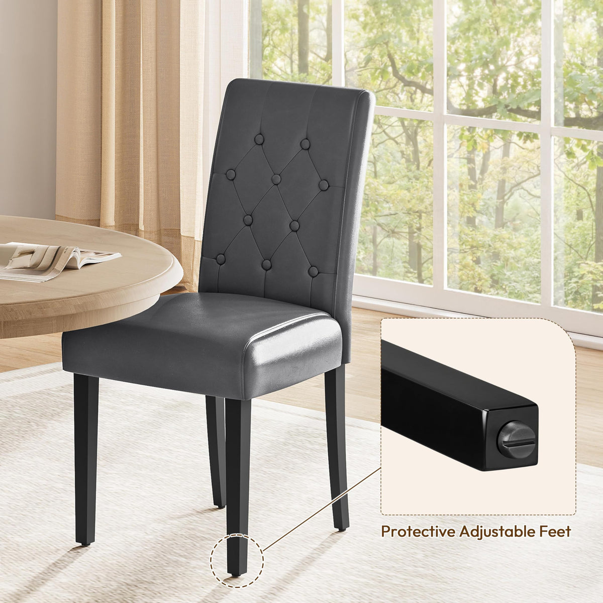 Dining Chairs Set of 2 Tufted Gray N4671