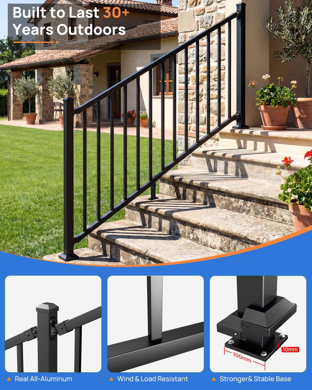 6 ft. W Aluminum Stair Railing Kit N2904