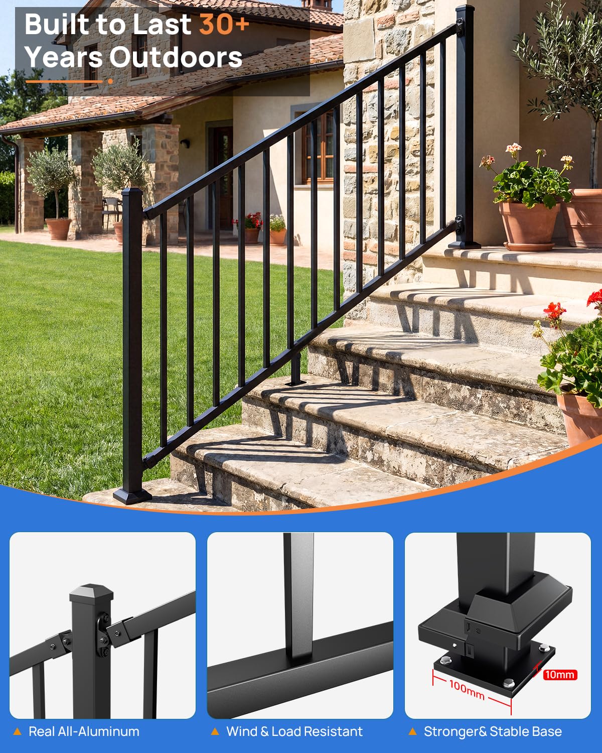 6 ft. W Aluminum Stair Railing Kit N2904