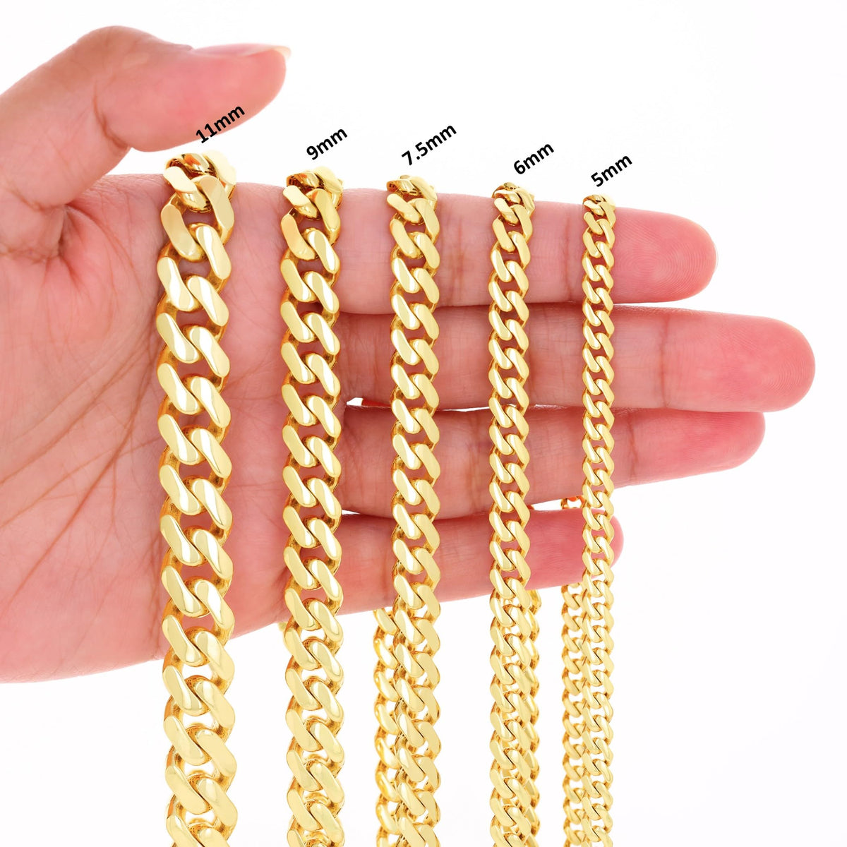 10k Yellow Gold Cuban Link Chain Necklace E417