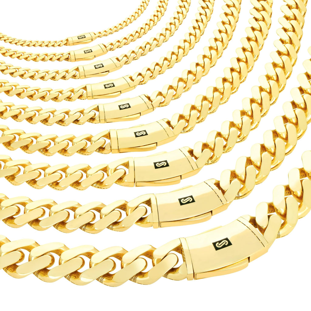 10k Yellow Gold Cuban Link Chain Necklace E417