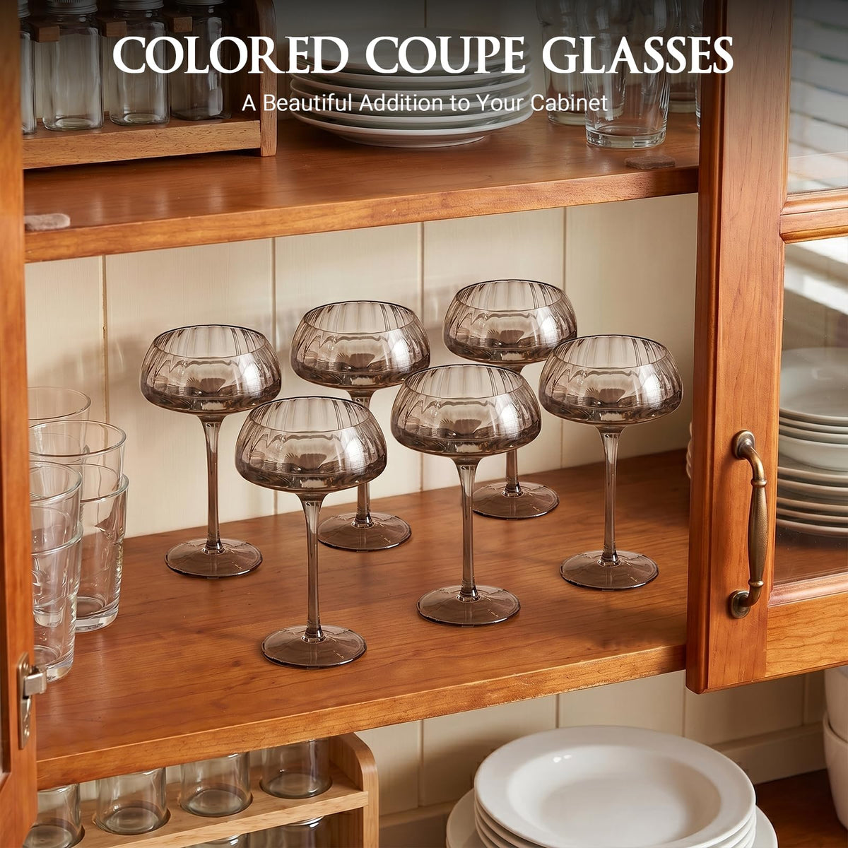 Smoke Gray Coupe Glasses Set of 6 N136