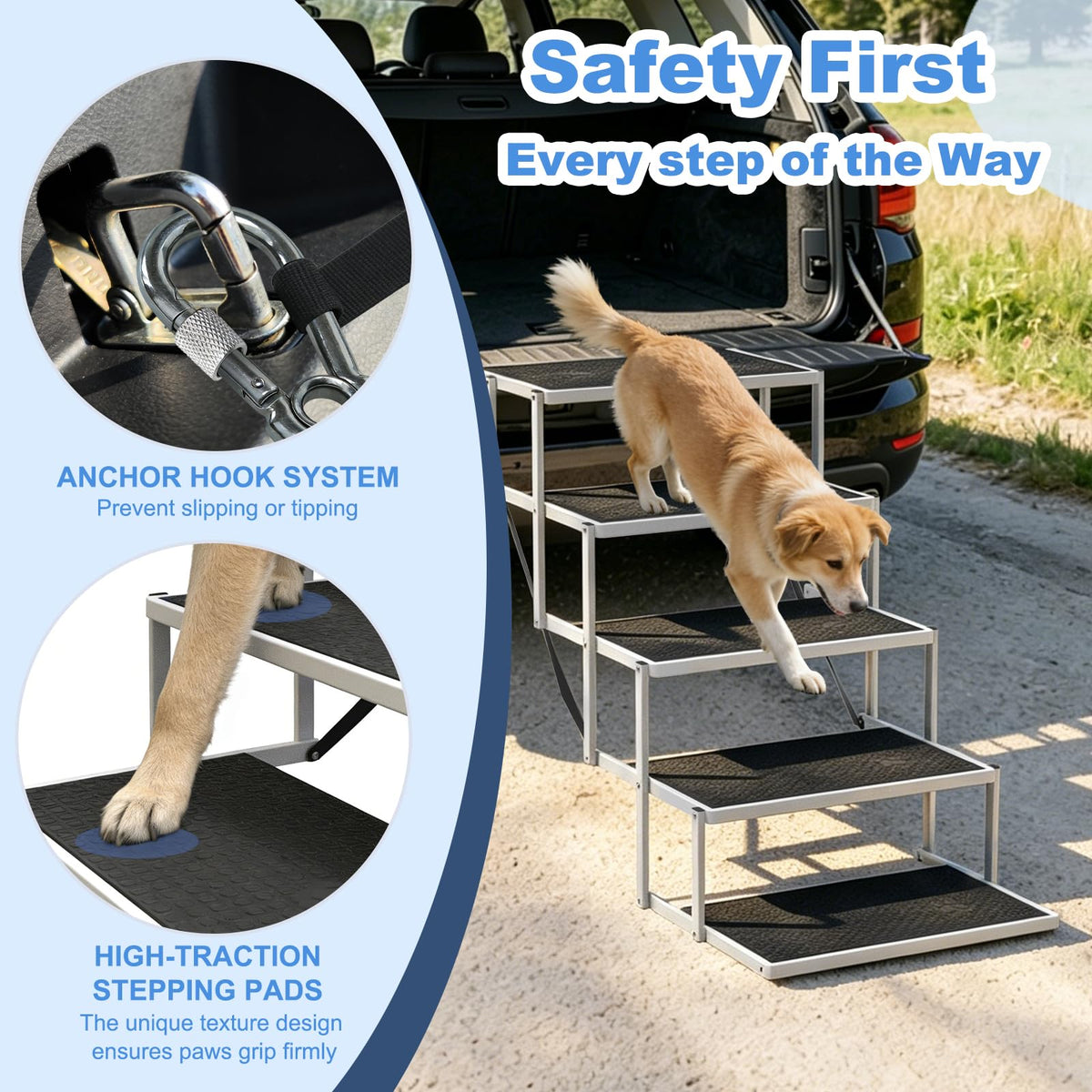 5-Step Foldable Non-Slip Plastic Dog Steps J5092