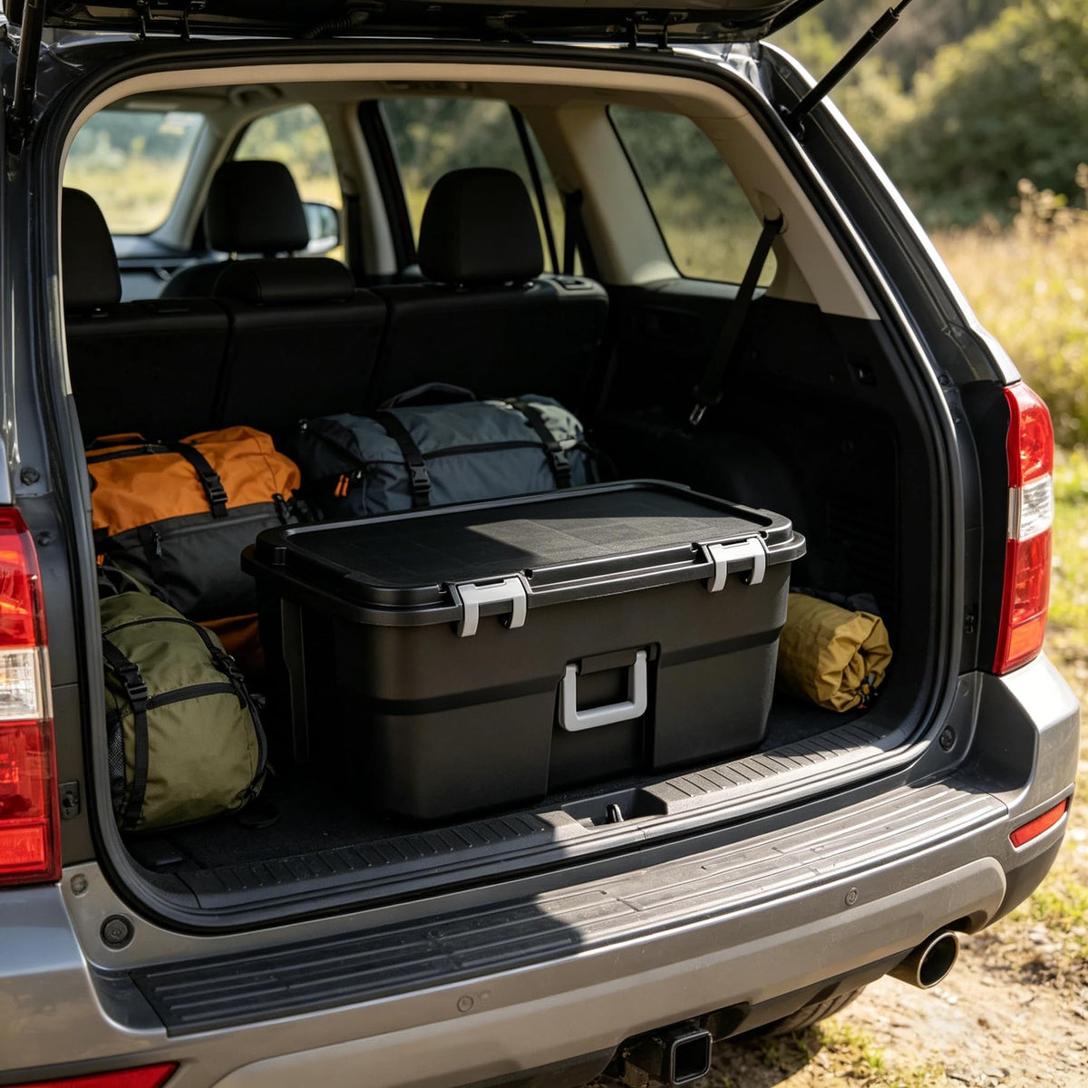 22 Gallon Black Wheeled Plastic Storage Trunk F5369