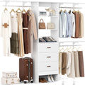 8FT White Wood Closet Organizer System with Drawer E649