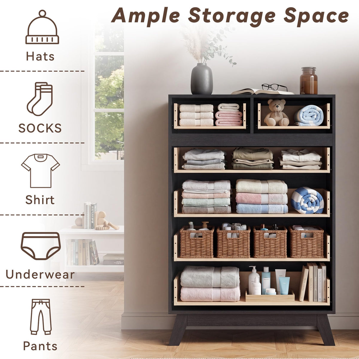 Black 6 Drawer Dresser A931