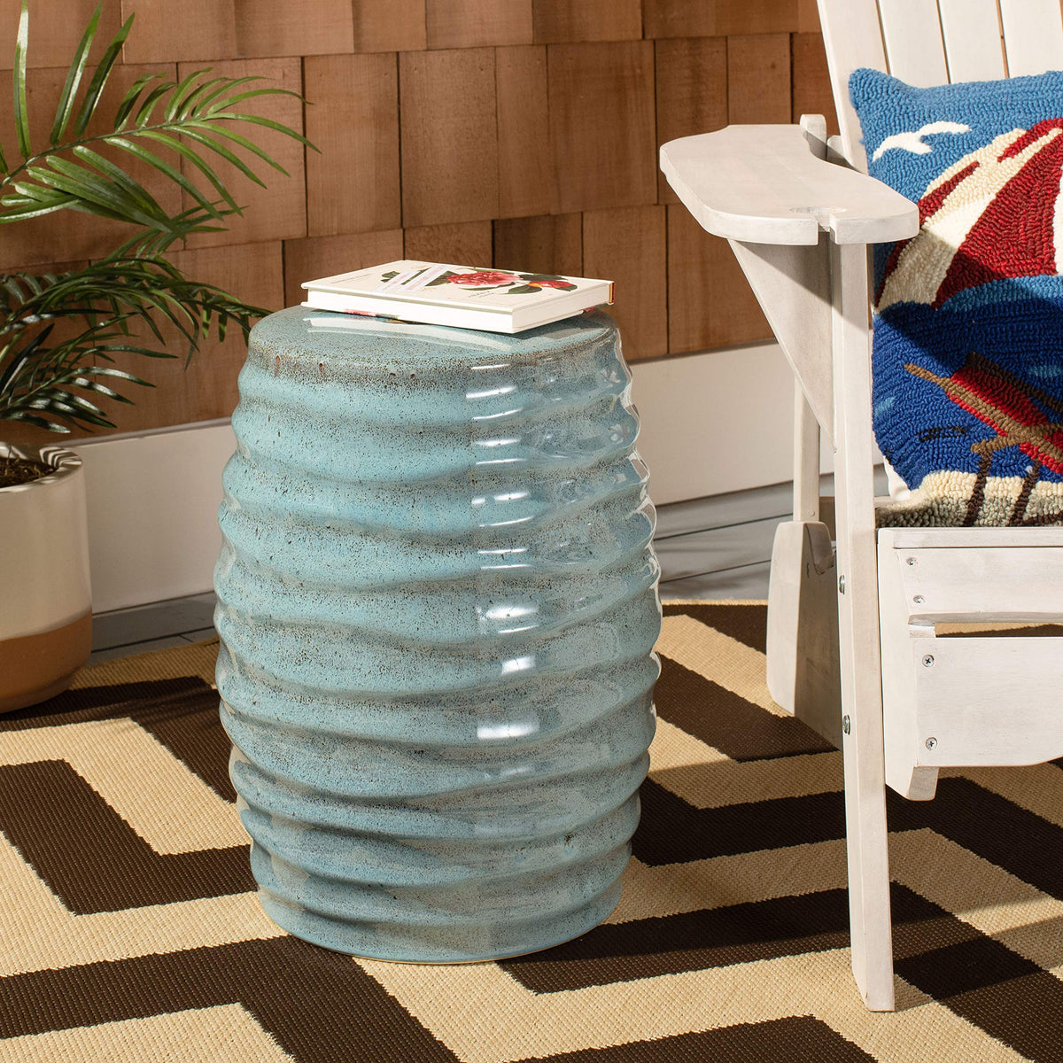 Blue Ceramic Garden Stool J83097