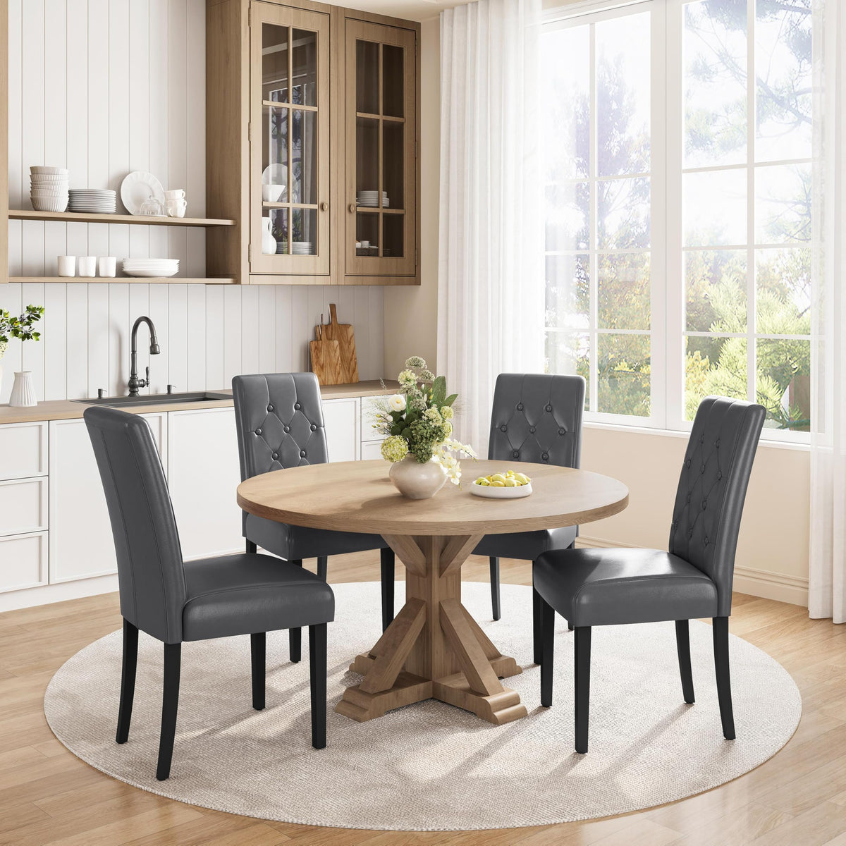Dining Chairs Set of 2 Tufted Gray N4671