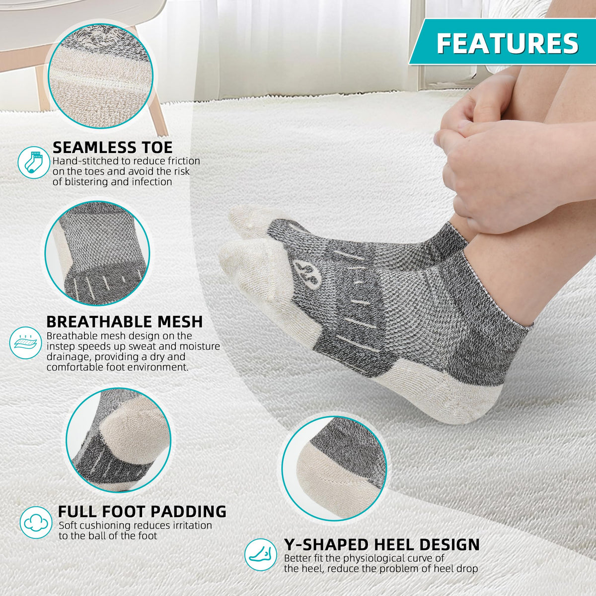 Diabetic Socks for Men, 10 Pairs Ankle & Low Cut Size 9-15 L812