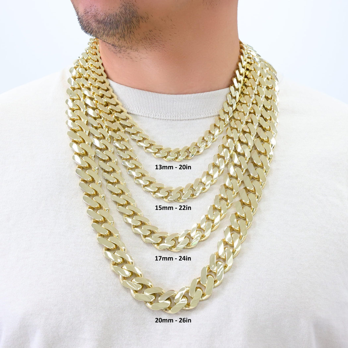 10k Yellow Gold Cuban Link Chain Necklace E417