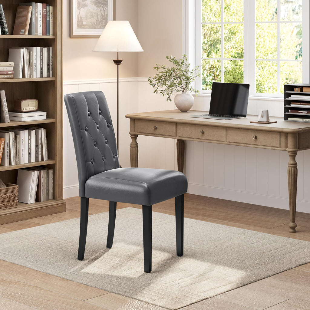 Dining Chairs Set of 2 Tufted Gray N4671