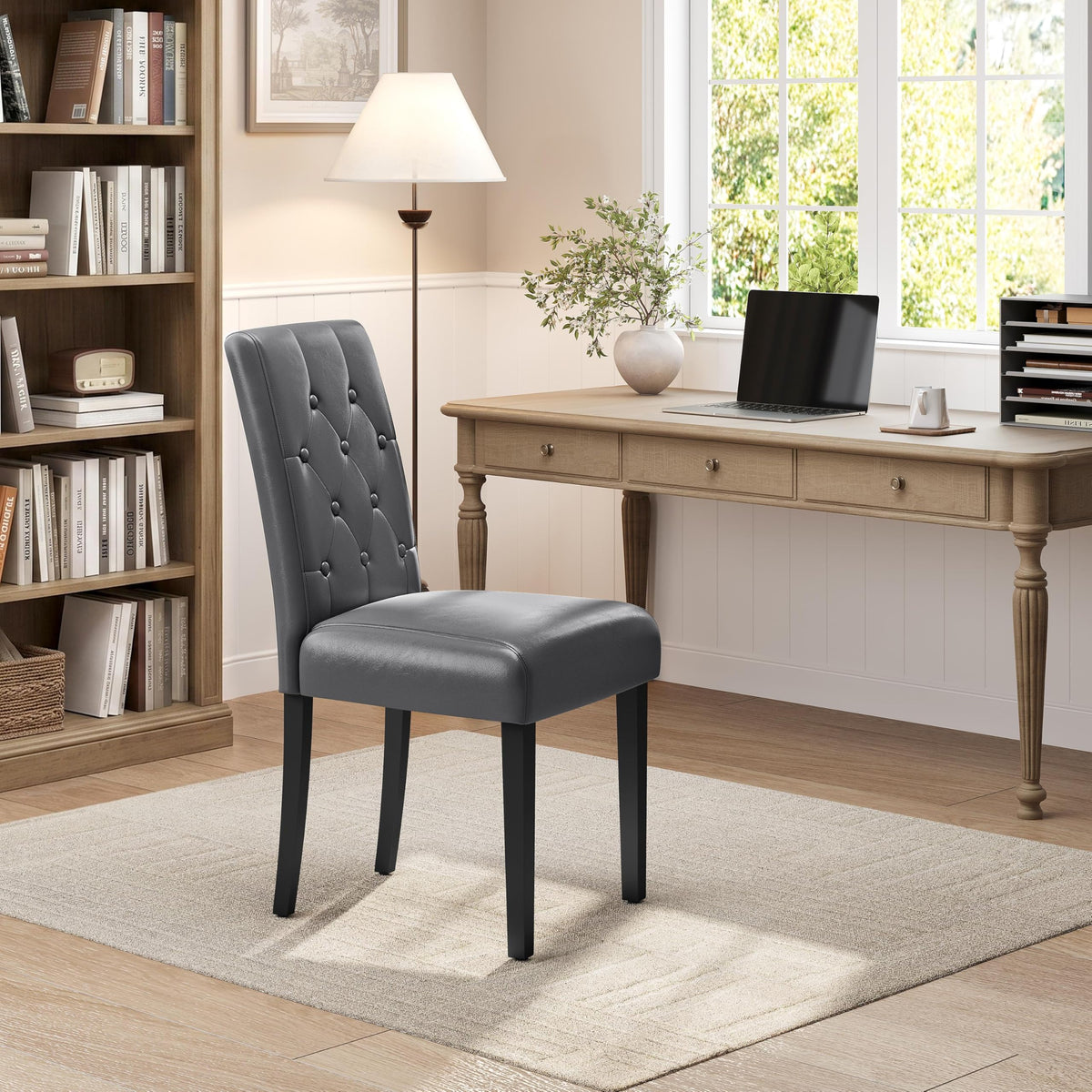 Dining Chairs Set of 2 Tufted Gray N4671