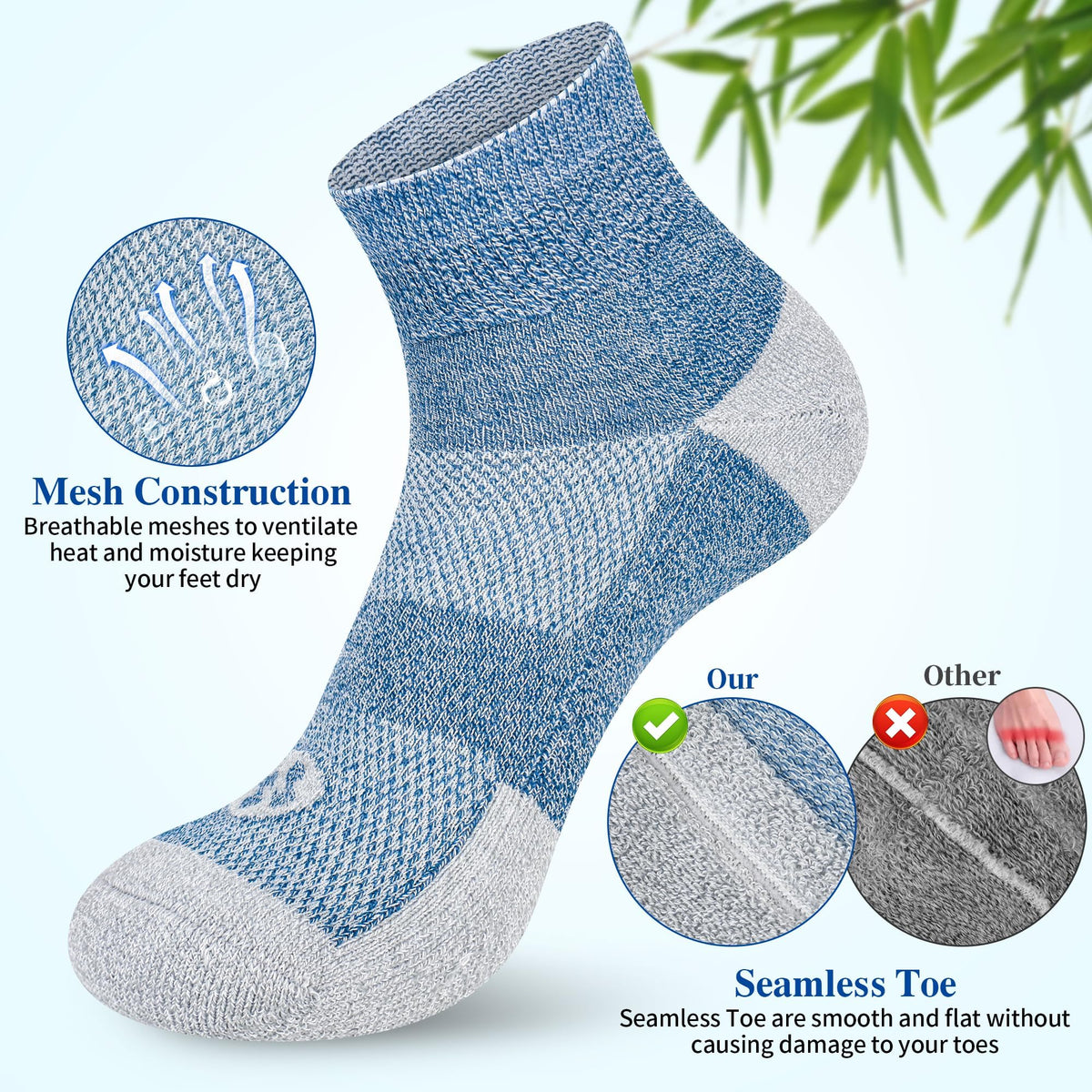 Diabetic Socks for Men, 10 Pairs Ankle & Low Cut Size 9-15 L812