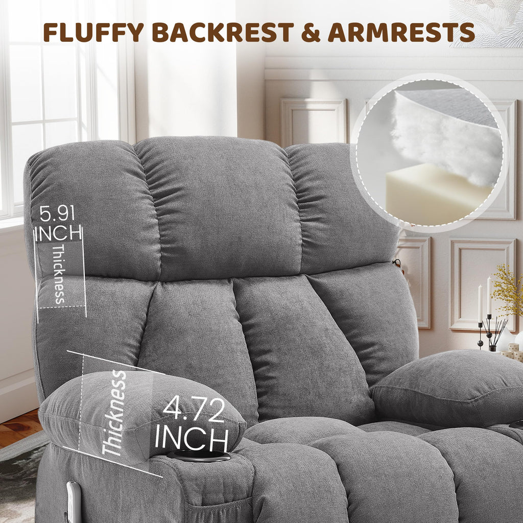 Oversized Grey Swivel Massage Recliner Chair B47274